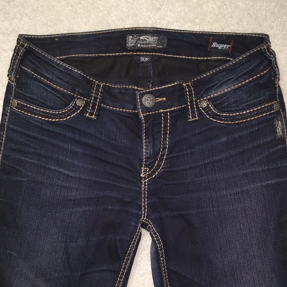 SILVER SUKI MID SUPER SKINNY STRETCH BLUE JEANS 31 (U.S. SIZE 11/12) - Picture 4 of 6